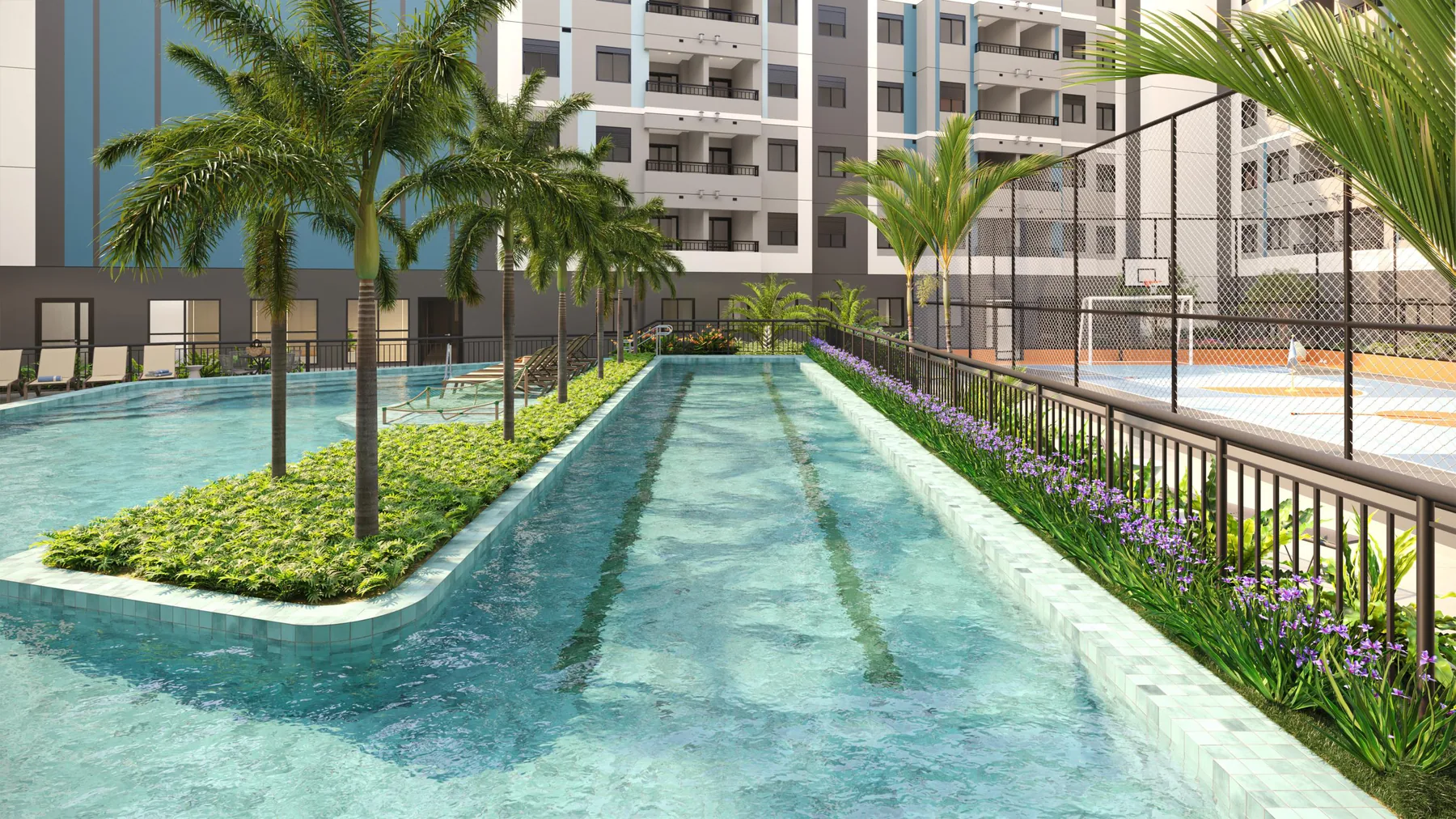 Piscina com raia de 20 m