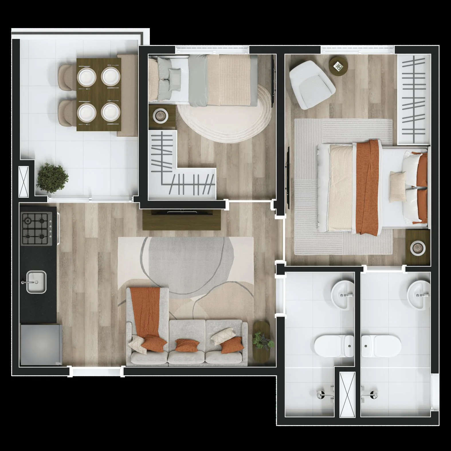 Plantas de 40 m² e 41 m²